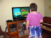 Judith preparing for her Wii-fitness training!