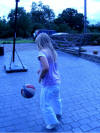 Beth, practising her basketball skills