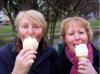 Joy & Lynne, braving an icecream in the artic weather!! 11 Feb 06
