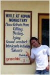 the sign outside the Kopan Monastery