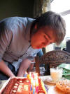 Matt trying to quickly blow out his candles so we'll stop singing 'happy birthday' .. I thought we sounded good!!